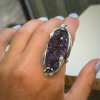 Exclusive silver ring with natural druzy amethyst | designed by Shahinian