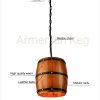 Pendant wooden barrel lamp Ceiling lights wood Medium size