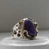 Goldplated silver ring with natural charoite | purple | handmade jewelry by Shahinian