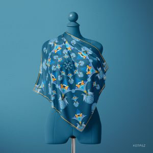 NATURAL SILK SCARF WITH ARMENIAN ORNAMENTS BY KERPAZ