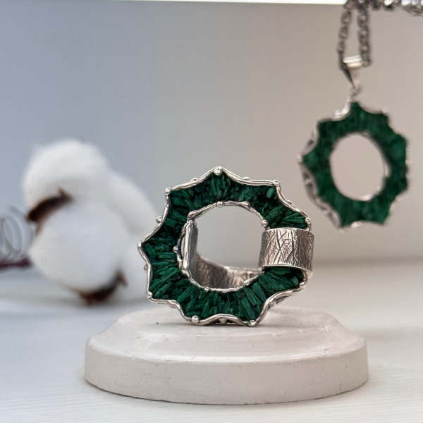 Malachite Ring and Pendant Set