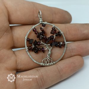 Silver Pendant with Natural Garnet
