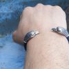Cuff Bracelet For Men Sterling Silver 925 and Leather " Eagle "