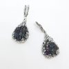 Long Dangle Earrings Grapes Sterling Silver 925 with Druzy Rainbow Carborundum