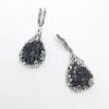 "Grapes" Sterling Silver Druzy Rainbow Carborundum Long Earrings