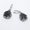 "Grapes" Sterling Silver Druzy Rainbow Carborundum Long Earrings