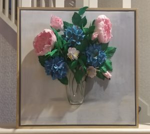3D Wall Art “Hydrangeas and Peonies in the Glass Vase”