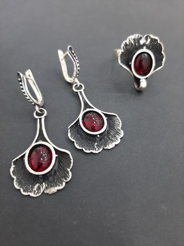 Sterling Silver Garnet Jewelry Set