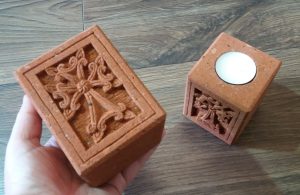 Armenian Decorative Candle Holder in Tuff Stone, The Art of Carving, Stone Candle Holder, Home Décor, Armenian Cross