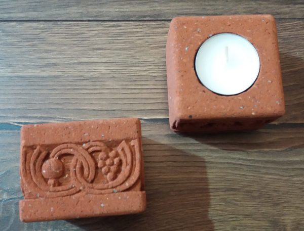 Tuff Stone Grape/Pomegranate Candle Holder