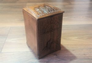 Handcrafted Armenian Wooden Box with Mount Ararat and Etchmiadzin Cathedral, Kitchen Storage Box, Decorative Wooden Box