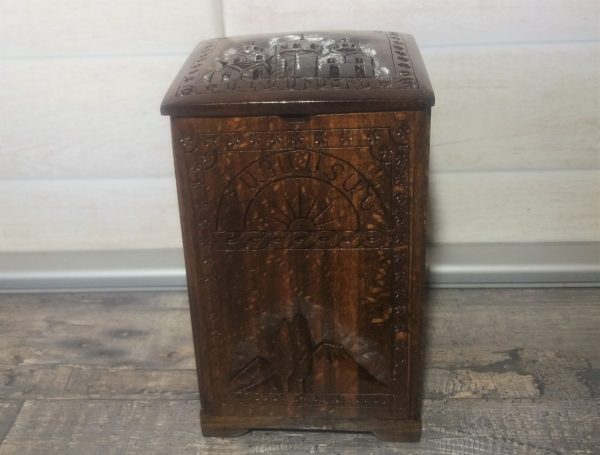 Handcrafted Armenian Wooden Box with Mount Ararat and Etchmiadzin Cathedral, Kitchen Storage Box, Decorative Wooden Box