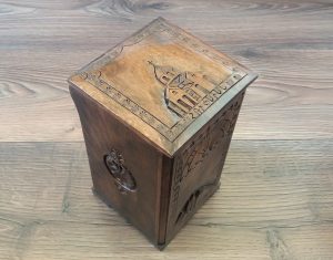 Handcrafted Armenian Wooden Box of Saint Hripsime Church with Mount Ararat and the Eternity Sign, Kitchen Storage Box, Decorative Wooden Box