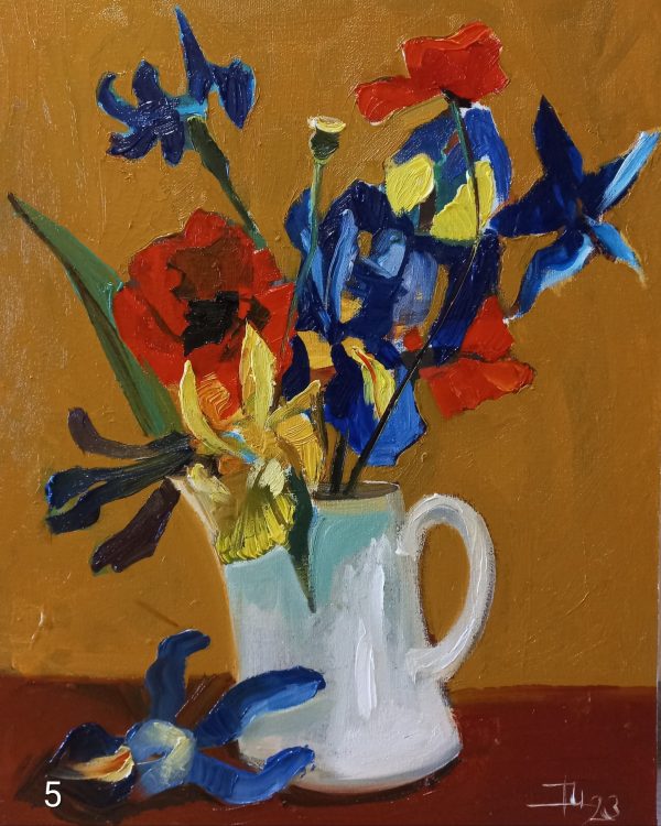 "Poppies and Irises"