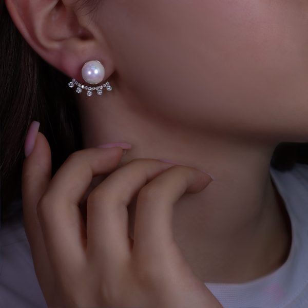 Pearl adjustable silver earrings - Lusin