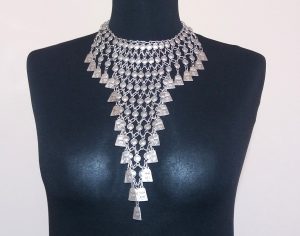 Anahit Button Link Drop Coin Statement Necklace, Armenian Necklace, Goddess Statement Necklace