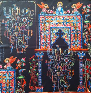 Armenian Scarf with Alphabet and Altar (Black) by MANÉ