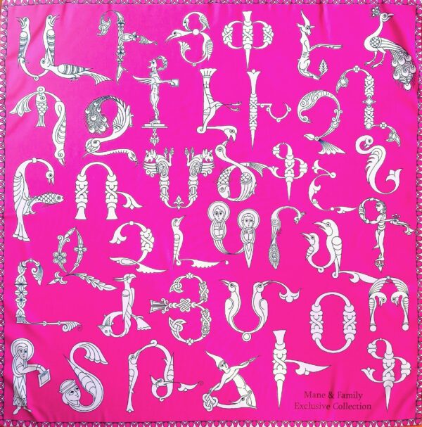 Pink Armenian Alphabet Scarf