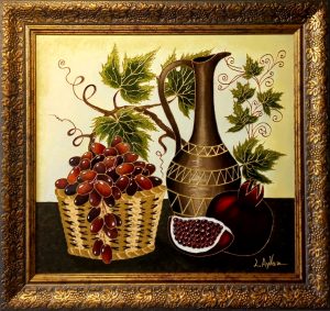 ” Armenian Still life with a jug, grapes and pomegranates”