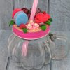 Yellow/Pink Mason Jar with Straw Lid