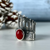 Stylish jewelry silver & natural coral stone