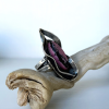 Adjustable silver ring with natural pink stone rodonite | designed by Shahinian jewelry