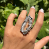 Sterling silver ring with natural agate gemstone | lizard simbol