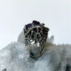 Silver ring| twigs | natural amethyst | lizard | exclusive handmade jewelry by Shahinian