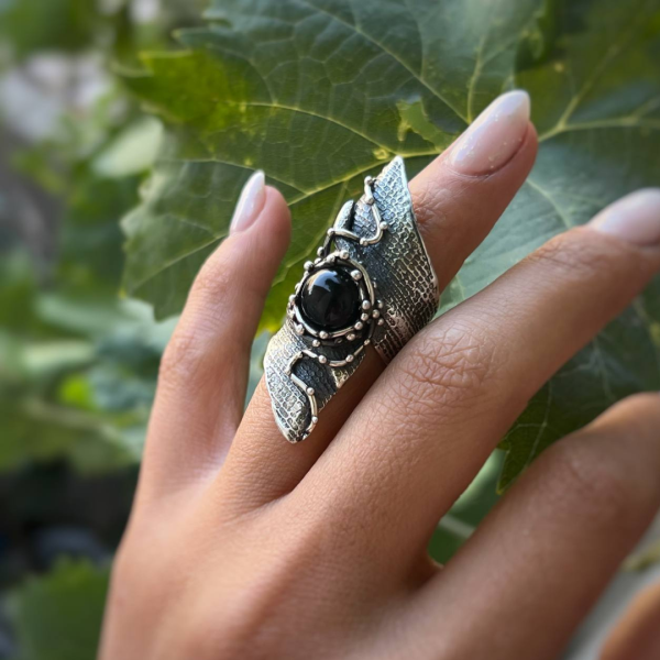 Black Onyx Silver Ring