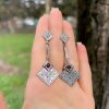 Sterling Silver Garnet Dangle Earrings