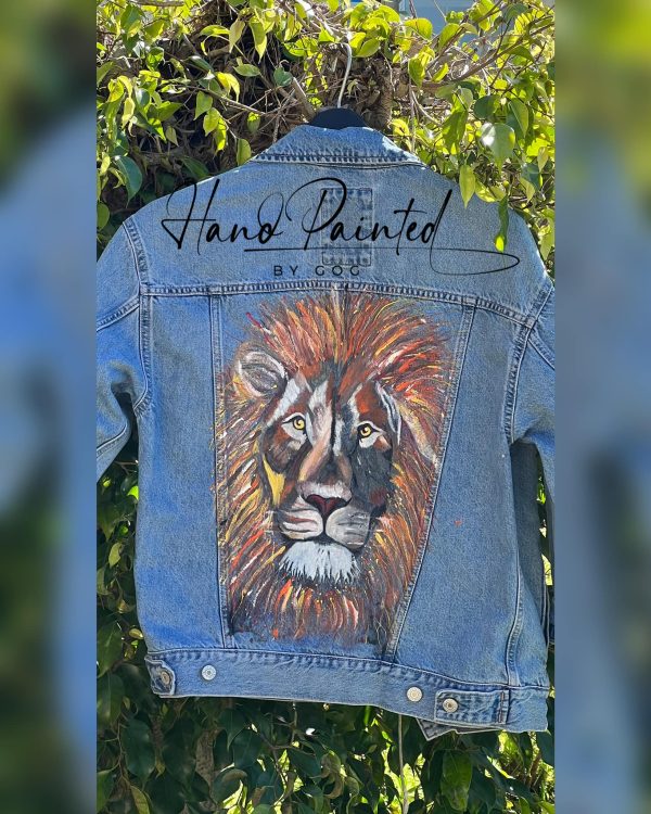 Hand-Painted Lion Denim Jacket