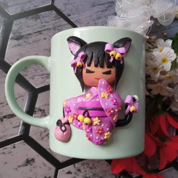 Kokeshi Doll Light Green Mug