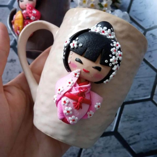 Kokeshi Doll Light Pink Mug