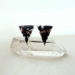 Obsidian and volcanic tuff stone earrings