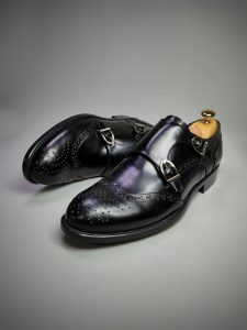 VOTNAMAN Double Monk Shoes for Men in Black