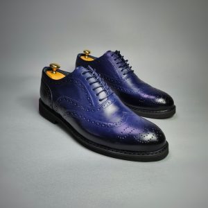VOTNAMAN Dark Blue Oxford Shoes with Patina for Men