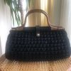 Black handmade bag with leather detail