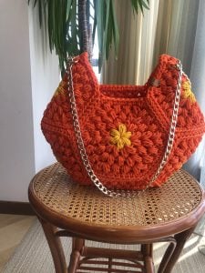 “Flora” handmade bag in orange
