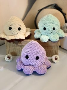 ‘ Octopus bilateral ‘ Handmade crochet toy for baby15cm – A6