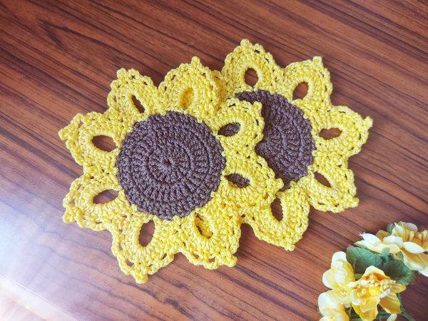 Sunflower Crochet Coasters