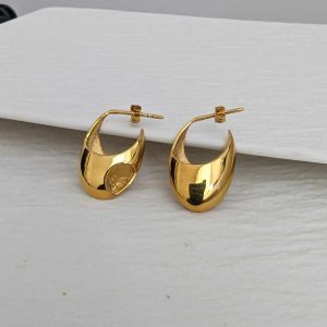 puff earrings oval god plated made in love