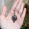 Sterling Silver Red Enameled Pomegranate Pendant