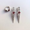 Sterling silver 925 Armenian ethnic jewelry , Armenian silver ring and earrings jewelry set with red gemstone