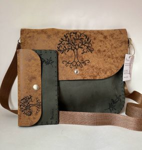 Green-brown accessories set with Tree of life pattern