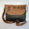 Green-brown handmade bag with Armenian petroglyphs