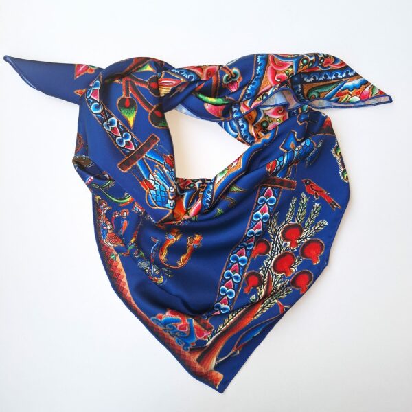 Armenian Alphabet and Altar Dark Blue Scarf