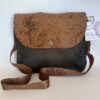 Green-brown handmade bag with Armenian birdletter N