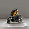 Exclusive silver ring with natural amber | Handmade jewelry by Shahinian