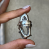 Sterling silver ring with natural agate gemstone | lizard simbol