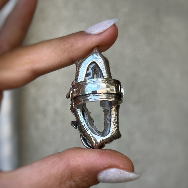 Sterling Silver Agate Lizard Ring